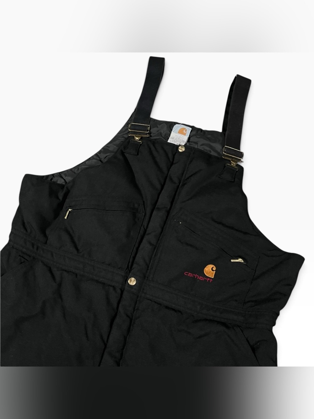 Carhartt BIB R12 BLK Arctic Insulated Black Overall Workwear Made in USA 46x30